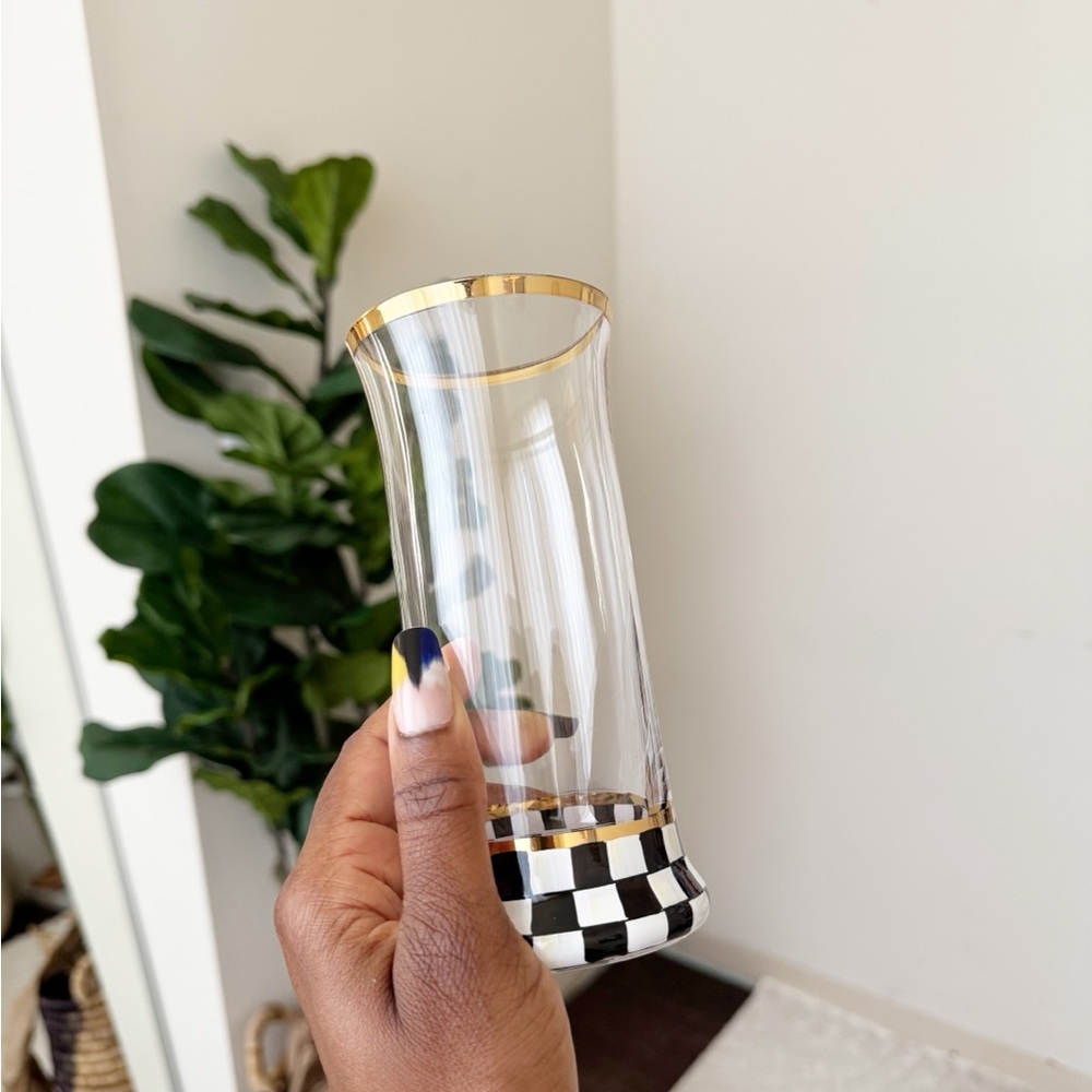 Courtly Check Highball Glass Set with Gold Accents - Picture 7 of 10